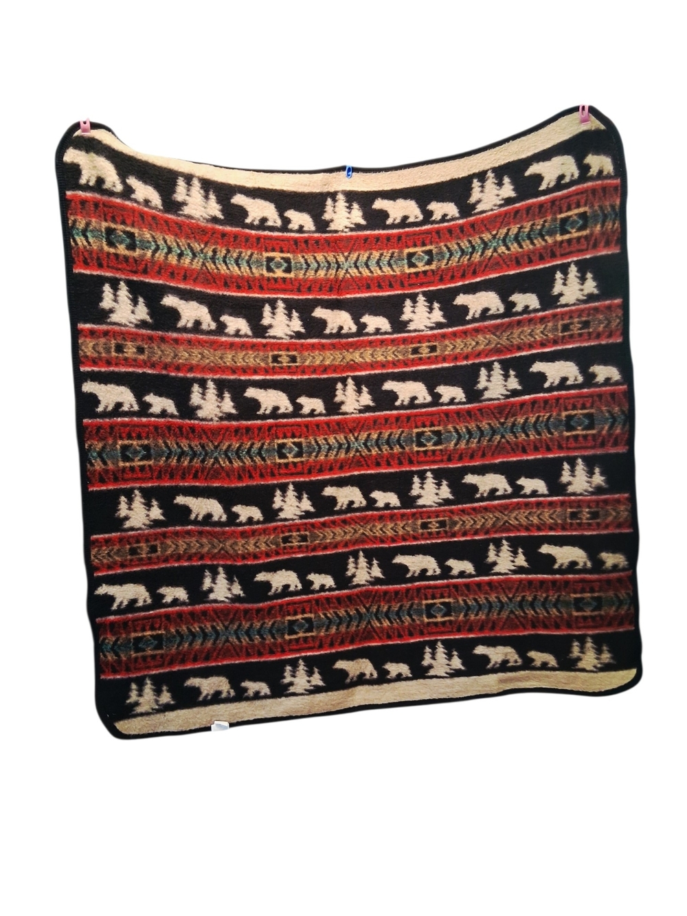 NEW! Reversible Rustic Bear & Tree Pattern Throw Blanket 1082 - Picture 3 of 8